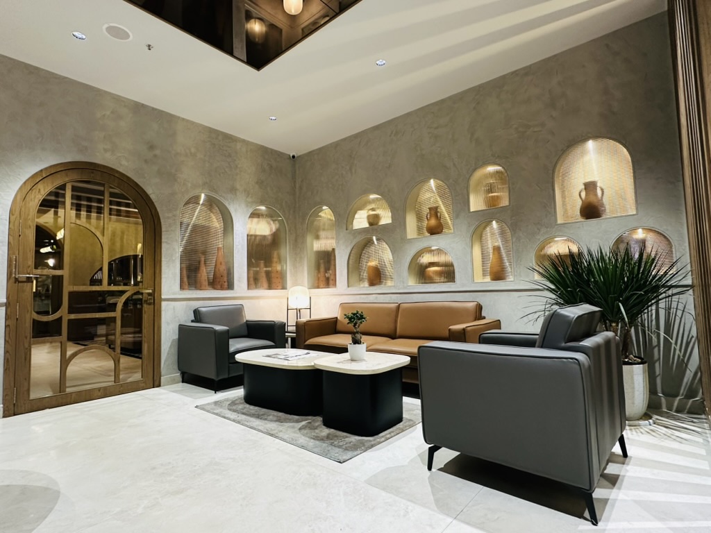 Luxury Hotel Lobby at Tridha Hotels Karimnagar